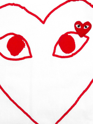 Comme Des Garcons Play Women's Red Emblem Heart Sketch Tee - White