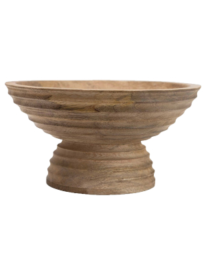 Mango Wood Ridged Footed Bowl