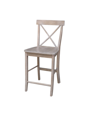 X Back Counter Height Barstool Washed Gray Taupe - International Concepts