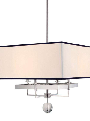 Gresham Park 4 Light Chandelier With Black Trim On Shade Polished Nickel