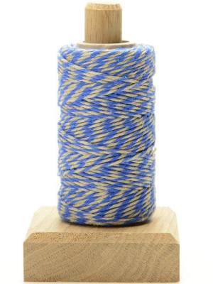 Flax Yarn With Holder - Blue/natural Color