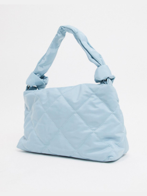 Bershka Quilted Purse In Baby Blue