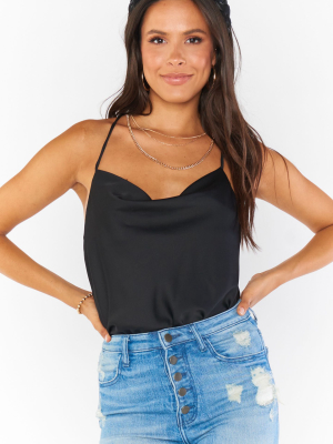 Diane Bodysuit - Black Luxe Satin