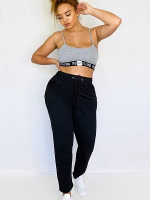 Plus Black Drawstring Waist Joggers