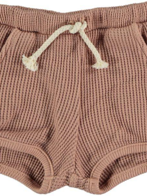 My Little Cozmo Max Organic Quadrille Baby Shorts - Terra Cotta