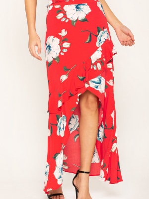 Floral Stunner High Low Skirt