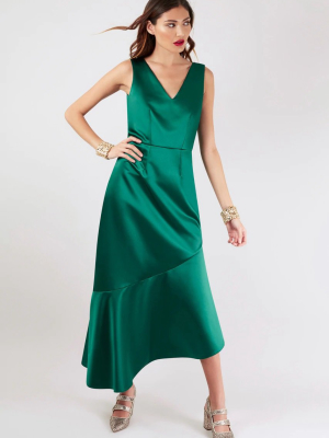 Closet Gold Green Asymmetric Frill Dress