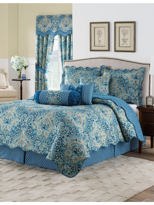 Blue Damask Reversible Moonlit Shadows Quilt Set - Waverly®