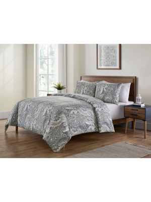 Palila Paisley Duvet Cover Set Gray 3 Piece - Vcny®