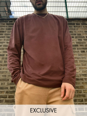 Collusion Long Sleeve T-shirt In Brown