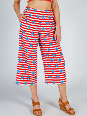 The Naughtycal Lady | Usa Big Knit Printed Culotte Pants