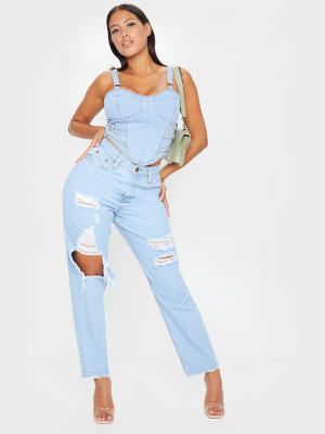 Shape Light Blue Wash Extreme Distressed...