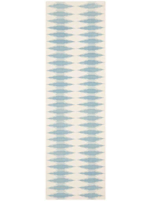 Navajo Kilim Ivory/blue Runner Rug