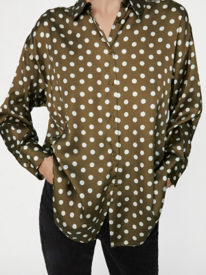 Satin Effect Polka Dot Shirt