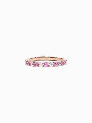 Effy 14k Rose Gold Pink And White Sapphire Band Ring, 0.94 Tcw