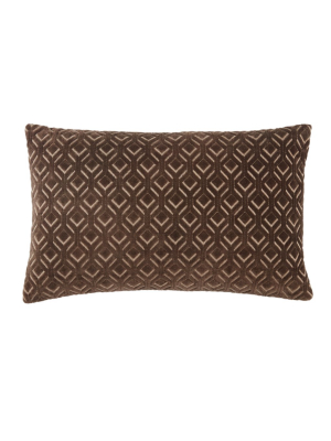 Jaipur Living Colinet Trellis Dark Taupe/ Silver Down Lumbar Pillow