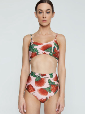 Twisted Bralette Bikini Top - Fiore Rose Print