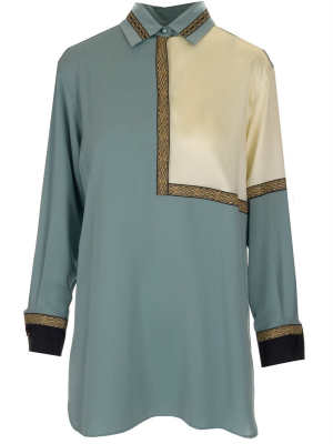 Max Mara Embroidered Trim Collared Blouse