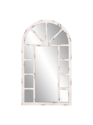 24" X 40" Arch Windowpane Decorative Wall Mirror Off White - Patton Wall Decor