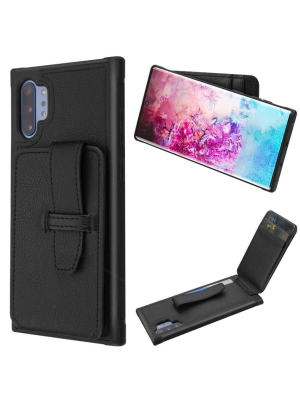 Mybat Cartera Wallet Faux Leather Dual Layer W/card Holder For Samsung Galaxy Note 10 Plus - Black