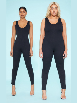 Recycled Plus Black Scoop Neck Jumpsuit