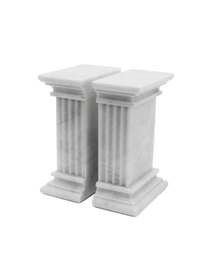 Renaissance Collection Pearl White Marble Bookends