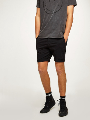 Black Chino Stretch Skinny Shorts