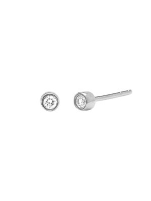 Diamond Bezel Studs - White Gold