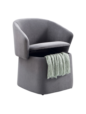 Mhf Flip-back Accent Chair, 3-in-1 Upholstered Transforming Chair/ottoman With Storage
