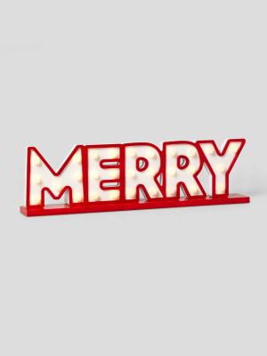 Lit Merry Marquee Light Sign Red/white - Wondershop™