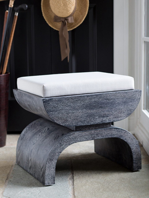 Biggs Stool With White Linen Cushion