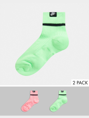 Nike Neon 2 Pack Ankle Socks