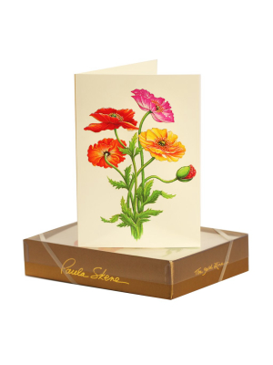 Colorful Poppy Note Cards, Set Of 8