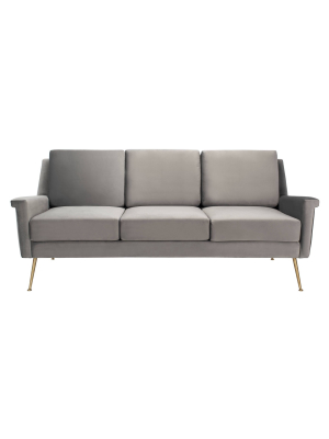 Peridot Velvet Modern Sofa Dark Gray - Safavieh