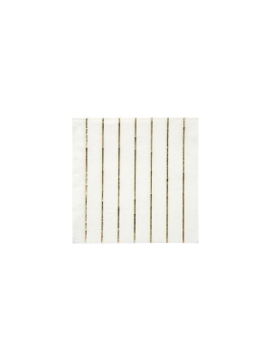 Gold Stripe Small Napkins (x 16)