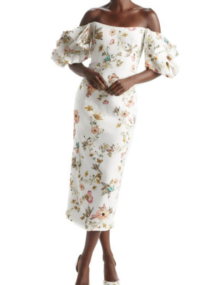 Signature Print Linen Column Dress