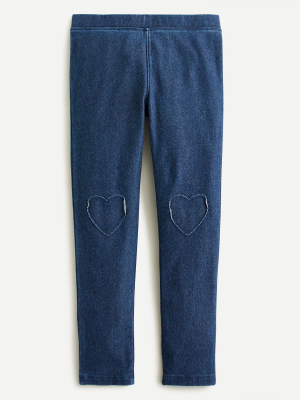 Girls' Jeggings With Heart Knees