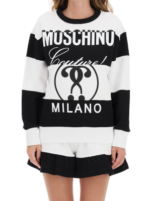 Moschino Logo Printed Striped Sweatshirt