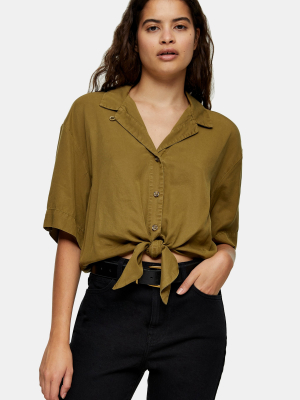 Khaki Knot Front Shirt