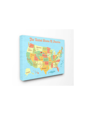 16"x1.5"x20" United States Of America Usa Kids' Map Stretched Canvas Wall Art - Stupell Industries