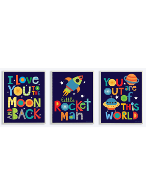 I Love You To The Moon And Back Textual Art 3pc Wall Plaque Set 3pc Wall Plaque Art Set (10"x15"x0.5") - Stupell Industries