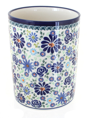 Blue Rose Polish Pottery Fantasy Utensil Jar