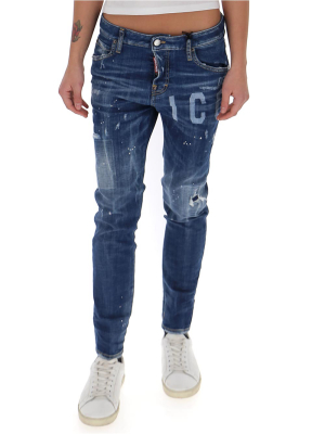 Dsquared2 Icon Print Distressed Jeans