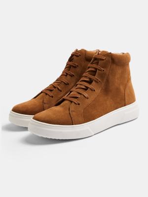 Tan Chunky Hi Top Drone Sneakers