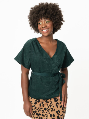 Retro Style Emerald Tara Wrap Top