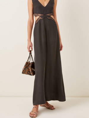 Alma Cutout Lace-trimmed Silk Maxi Dress