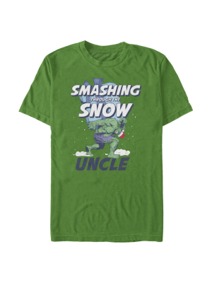 Men's Marvel Hulk Uncle Smashing Snow T-shirt