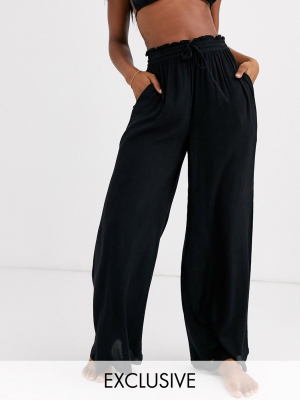 Iisla & Bird Exclusive Mix And Match Drawstring Beach Pants In Black