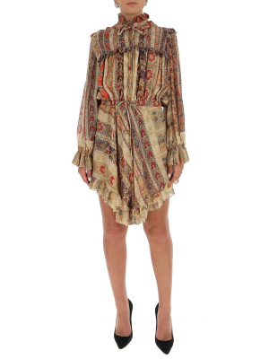 Etro Ruffle Trim Floral Print Dress