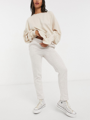 Stradivarius Fleece Sweatpants In Beige